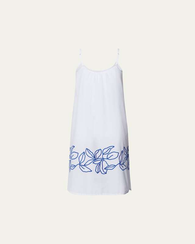 Liz Leaf-Embroidered Cotton Chemis
